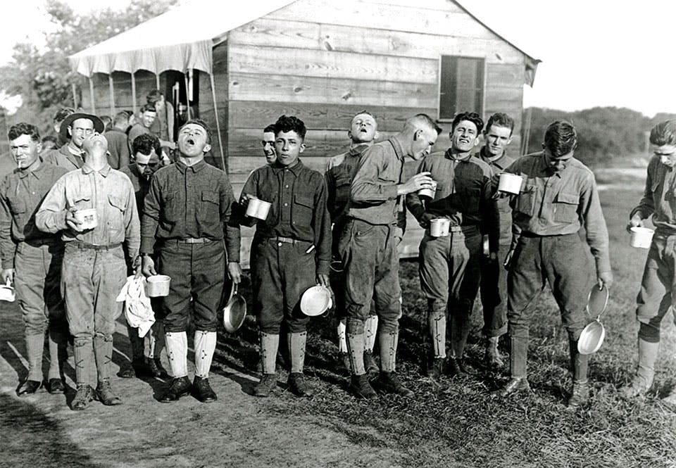 spanska sjukan amerikanska soldater gurglar saltvatten 1918